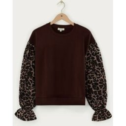 Pull marron avec manches léopard My Jewellery Marron L femme