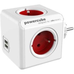 Designnest Multiprise 2202rd/froupc Powercube Original Usb Red One Size unisex