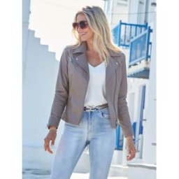 Sosandar Sosandar Leather Biker Jacket Brun FR 40 (EU 38)