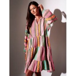 South Beach South Beach Jaquard Long Sleeve Mini Dress Rose FR 40 (EU 38)