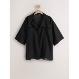 Next Chemise de plage en coton à enfiler Noir M (FR 42-44)