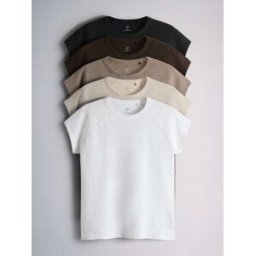 The Set The Set 5 T-shirts à manches courtes raglan en coton pâle XS (FR 36)