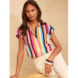 Love & Roses Love & Roses Roll Sleeve Button Through Shirt violet FR 44 (EU 42)