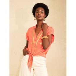 Love & Roses Love & Roses Tie Front Roll Sleeve Shirt Rose FR 50 (EU 48)