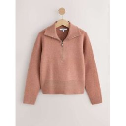 Next Pull à col montant zippé ultra-doux Brun XL Regular (FR 50-52)
