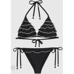 River Island River Island Mono Ruffle Triangle Bikini Set Noir FR 40 (EU 38)