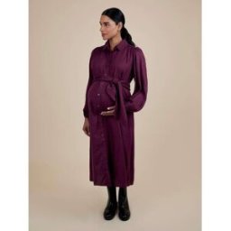 Jojo Maman Bébé JoJo Maman Bébé Spot Maternity Midi Shirt Dress With Tie rouge S (FR 38-40)