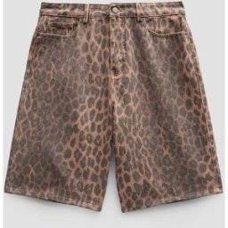 Hush Hush Leopard Print Denim Bermuda Shorts Imprimé animal FR 36 (EU 34)