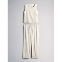 The Set The Set Haut sans manches et pantalon Ample coordonné avec du Lin crème FR 42 (EU 40)