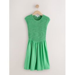 Next Robe mini en jersey à manches courtes et corsage froncé vert FR 36 (EU 34)