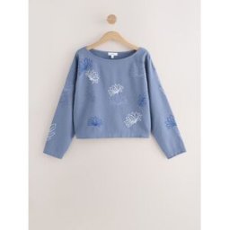 Next Sweat-shirt ample à broderie Fleuri bleu M (FR 42-44)