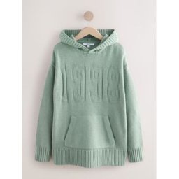 Next Pull à capuche en tricot graphique avec laine vert XS Reg (FR 36)