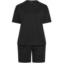 Yours Curve Yours Curve Sweat T-Shirt & Shorts Set Noir 22 à 24 cm