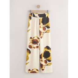 Next Pantalons amples en satin à dos élastique crème FR 40 Short (EU 38 S)
