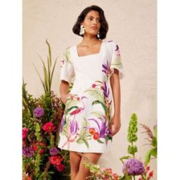 Love & Roses Love & Roses Linen Square Neck Mini Dress crème FR 44 (EU 42)