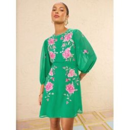 Love & Roses Love & Roses Embroidered Shift Mini Dress vert FR 46 (EU 44)