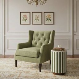 Bois & Chiffons - Table d'appoint vert, plateau marbre Manara vert - 30x30x52 cm OS