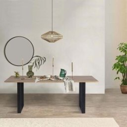 Bois & Chiffons - Table de repas 200 cm en manguier Manguier Kfir II Naturel - 200x100x76 cm OS