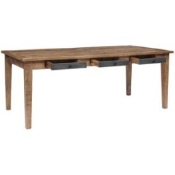 Bois & Chiffons - Table de repas 6 tiroirs manguier farm brun/miel - 200x100x76 cm OS