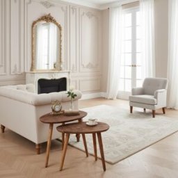 Bois & Chiffons - Set 2 tables d'appoint plateau sculpté bois massif Acacia Adir Marron - 58x40x46 cm OS