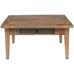 Bois & Chiffons - Table basse carrée 2 tiroirs manguier farm brun/miel - 80x80x40 cm OS