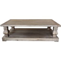 Bois & Chiffons - Table basse rectangulaire double plateau manguier empereur gris vintage - 150x90x45 cm OS