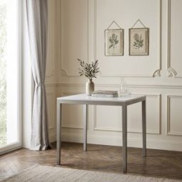 Bois & Chiffons - Table de présentation en bois de acacia massif Display gris / argent - 100 x 100 x 90 cm OS