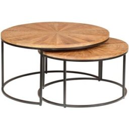 Bois & Chiffons - 2 Tables basses rondes gigognes manguier solaris naturel OS
