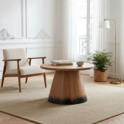 Bois & Chiffons - Table basse bois ronde 70 cm Acacia Dimona Naturel - 70x70x40 cm OS