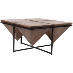 Bois & Chiffons - Table basse pyramide bois et métal acacia sirocco marron - 80x80x45 cm OS