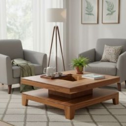 Bois & Chiffons - Table basse 110x110 cm Acacia Kavish II Marron - 110x110x40 cm OS