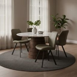 Bois & Chiffons - Table ronde plateau marbre Manguier Nogobo marron - 120x120x76 cm OS