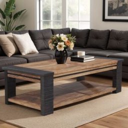 Bois & Chiffons - Table basse rectangulaire Acacia Moon Naturel - 130x70x40 cm OS