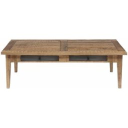 Bois & Chiffons - Table basse 4 tiroirs manguier farm brun/miel - 130x80x40 cm OS