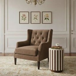 Bois & Chiffons - Table d'appoint plateau marbre Manara marron - 30x30x52 cm OS