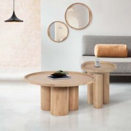 Bois & Chiffons - Table basse ronde Mango Barloo Beige - 89x89x43 cm OS