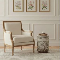 Bois & Chiffons - Table d'appoint avec tissu motif floral, plateau marbre Manara multicolore - 30x30x45 cm OS
