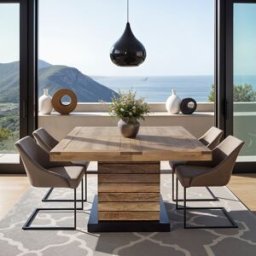 Bois & Chiffons - Table à manger carrée - Rallonge centrale Naturel - 130x130x76 cm OS