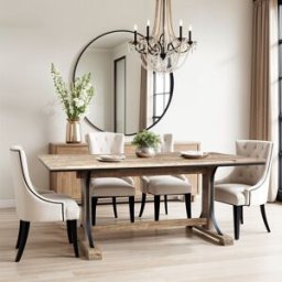 Bois & Chiffons - Table a manger Manguier Pondicherry Beige - 200x100x76 cm OS
