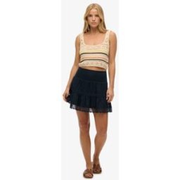 Superdry Femme Mini Jupe en Dentelle Mélangée Ibiza Bleu Marine Taille: 44