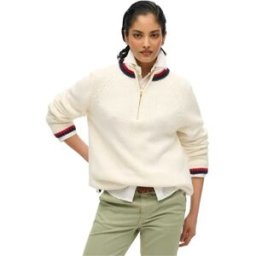 Superdry Pull à Demi-zip Tipped Ecru XL Femme