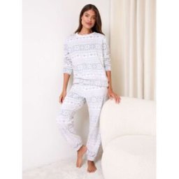 Lipsy Lipsy Cosy Fleece Pyjamas Set Gris XL (FR 50-52)