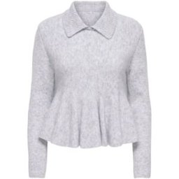 ONLY ONLY Soft Polo Collar Peplum Knit Jumper Gris FR 46 (EU 44)