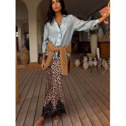 Never Fully Dressed Never Fully Dressed Leopard Print Lace Maeva Midi Skirt Brun FR 46 (EU 44)
