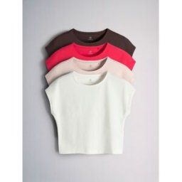 The Set The Set 4 T-shirts Raccourcis Mancherons rouge L (FR 46-48)