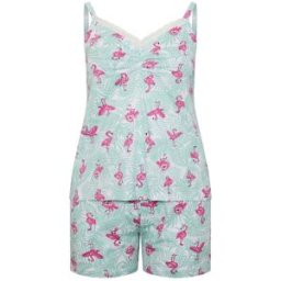 Yours Curve Yours Curve Flamingo Cami & Short Pyjamas Set vert FR 40-42 (EU 38-40)