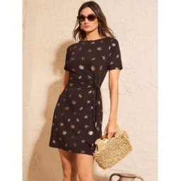 Love & Roses Love & Roses Tie Side Jersey Mini Dress Brun FR 48 (EU 46)