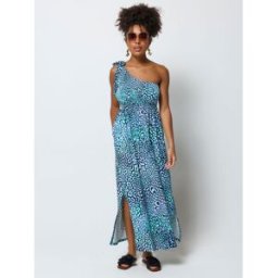 SCAMP & DUDE SCAMP & DUDE Leopard Ray Jersey One Shoulder Maxi Dress bleu FR 38 (EU 36)
