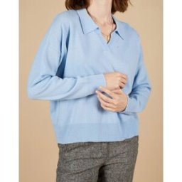 Cashmere Tribu - Pull en Laine & Cachemire Paloma col polo topaze M