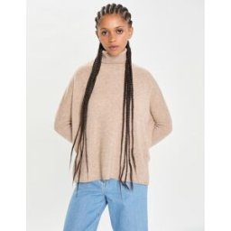 Cashmere Tribu - Pull poncho 100% Cachemire Lola col roulé chataigne M